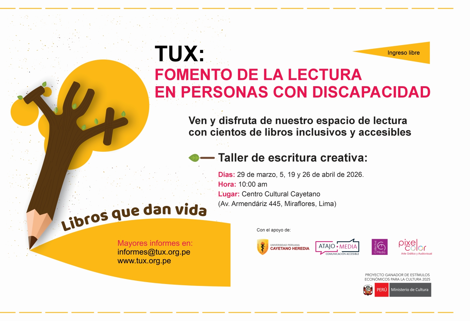 Afiche del taller de escritura creativa.